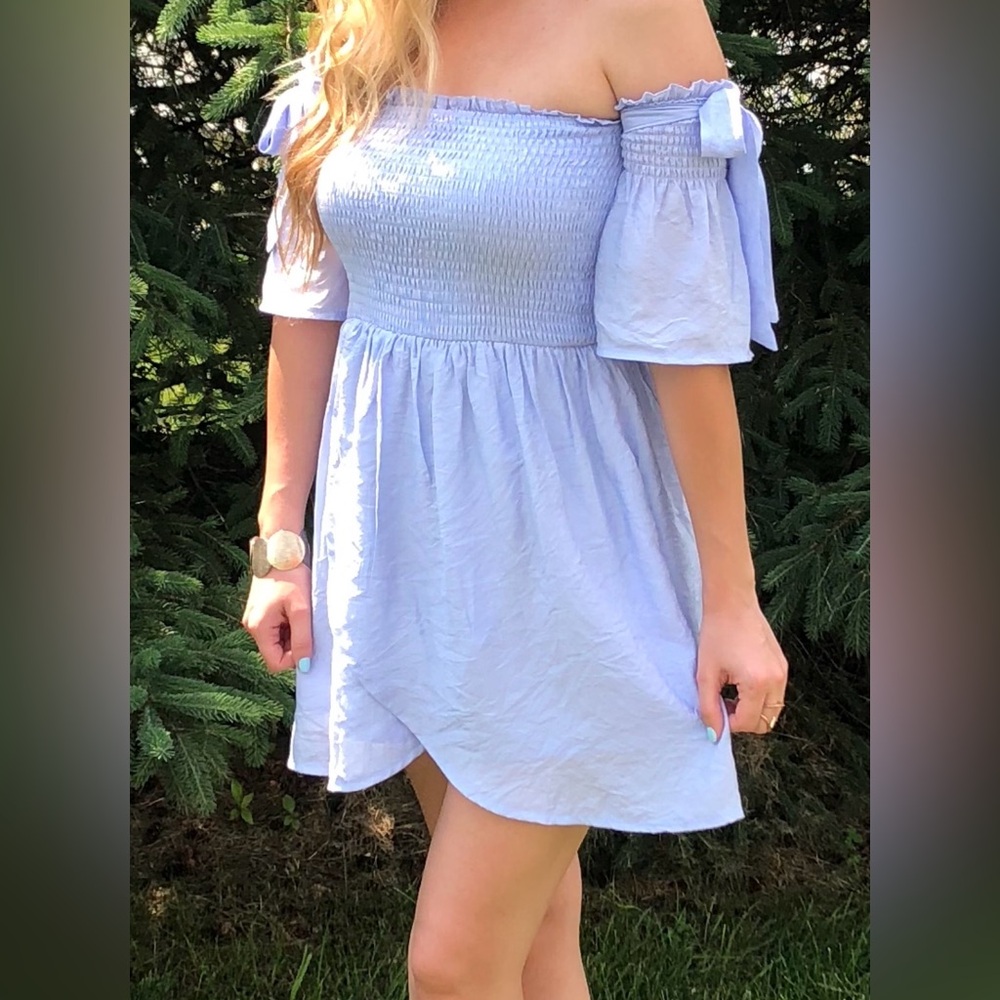 Light Blue Off-Shoulder Summer Dress